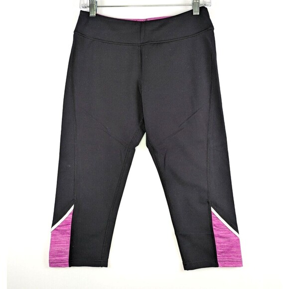 Kyodan Womens Athletic Capri Leggings Small Black Pink Stretch Athleisure - Picture 1 of 6